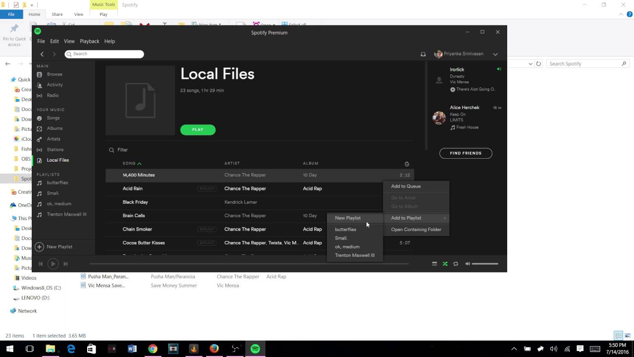 Sync local files from spotify desktop mac to mobile iphone